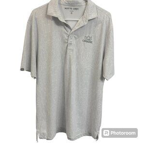 Matte Grey Mens Golf Shirt Cactus Print Size L